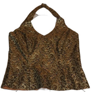 Vintage xscape by Lawrence Kurtz gold halter top size 10 made in USA small